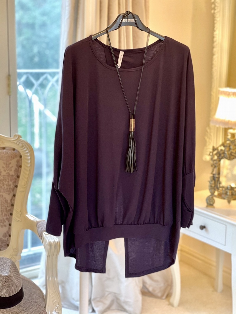 Drape Open Back Top Navy