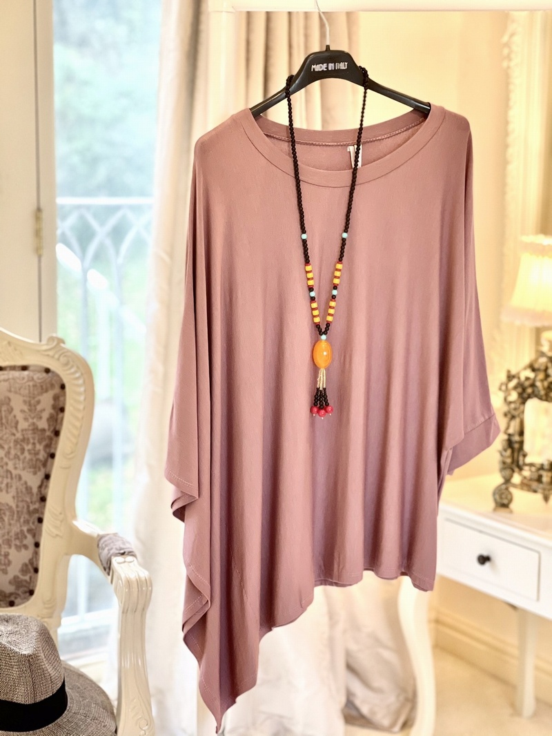 New Season Zest Asymmetrical Necklace Top Damask Rose
