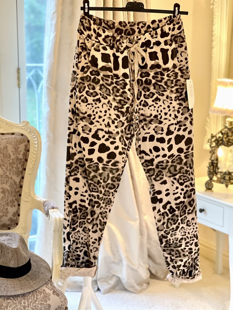 Spring Leopard Print Magic Trouser Mocha