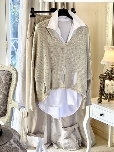 New Season Designer Inspired Layering Knit Stone