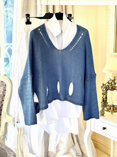 New Season Designer Inspired Layering Knit Denim Blue