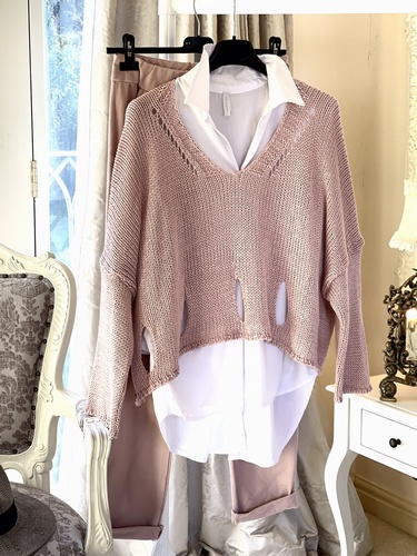 New Season Designer Inspired Layering Knit Baby Pink