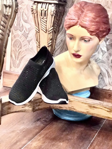 Designer Inspired sparkle Trainer Black