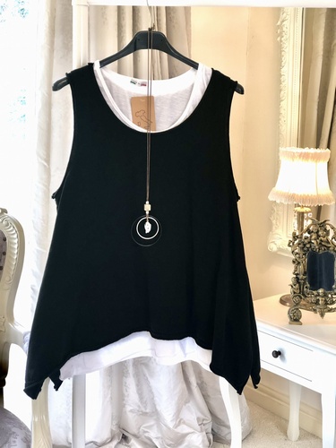 Double Necklace Vest Black