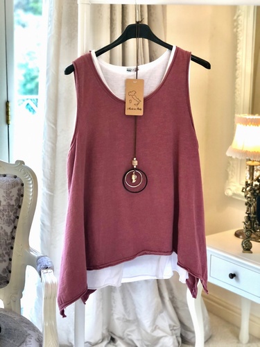 Double Necklace Vest Raspberry