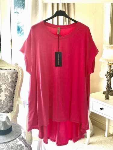 Flared Design Tunic Pocket Top Strawberry