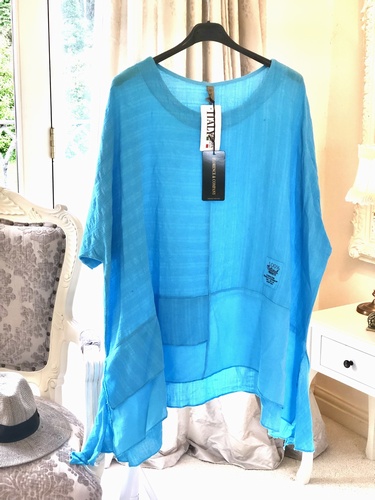 Tail Sides Asymmetrical Design Top Turquoise