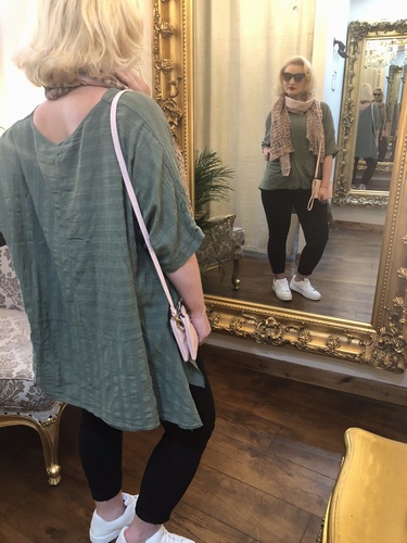 Tail Sides Asymmetrical Design Top Khaki