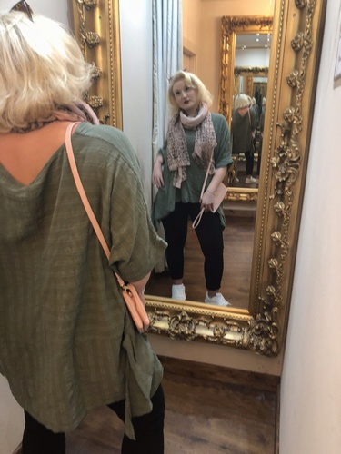 Tail Sides Asymmetrical Design Top Khaki