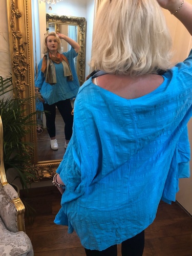 Tail Sides Asymmetrical Design Top Turquoise