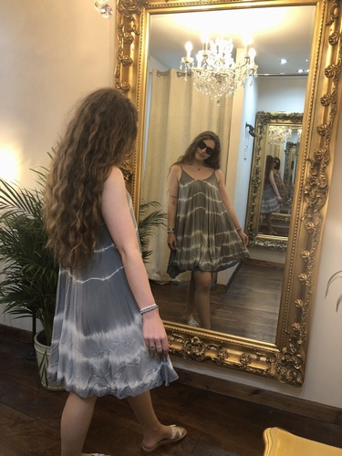 Tye Dye Strap Dress Grey