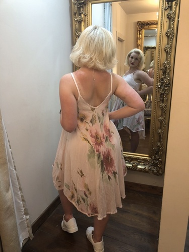 Romantic Look Flower print Strap Dress Pink