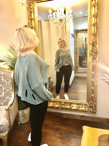 Designer Inspired Asymmetrical Lawyering Knit Tiffany
