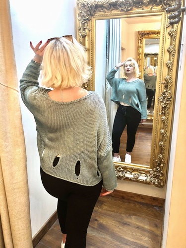 Designer Inspired Asymmetrical Lawyering Knit Tiffany