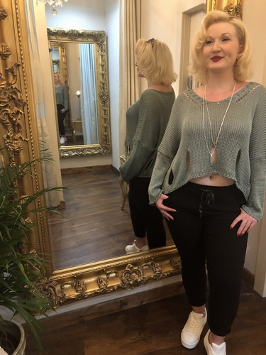 Designer Inspired Asymmetrical Lawyering Knit Tiffany