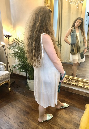 Silk Shift Dress Cream