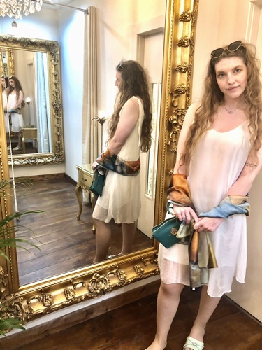 Silk Shift Dress Cream