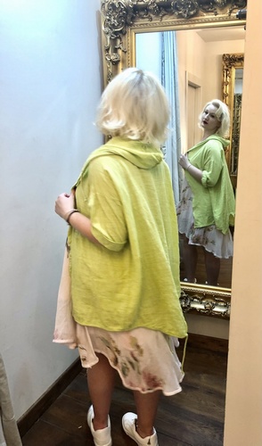 Linen Mix Hooded Jacket Lime