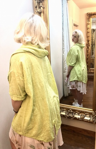 Linen Mix Hooded Jacket Lime
