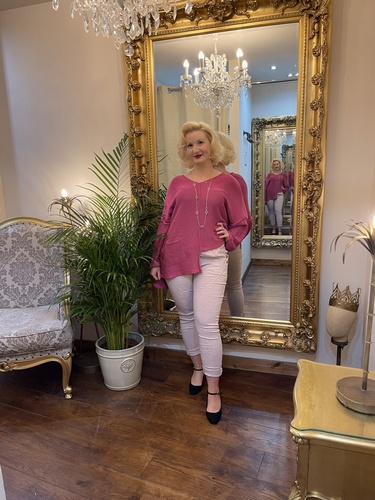 Designer Inspired Asymmetrical Knit Cerise