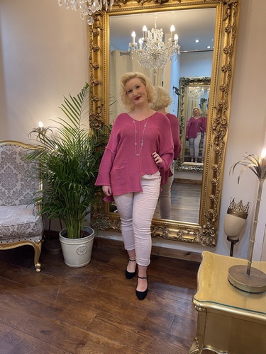 Designer Inspired Asymmetrical Knit Cerise