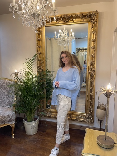 Designer Inspired Asymmetrical Knit Baby Blue