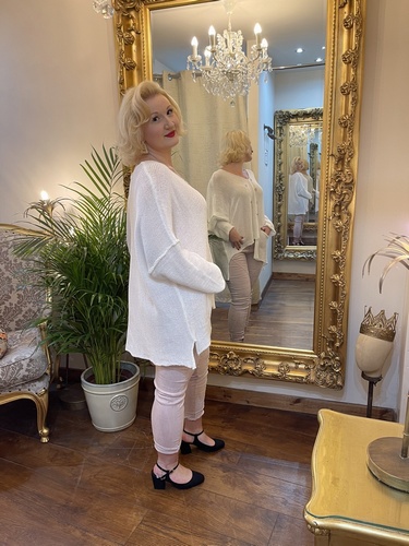 Designer Inspired Asymmetrical Knit White
