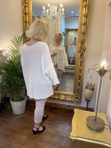 Designer Inspired Asymmetrical Knit White