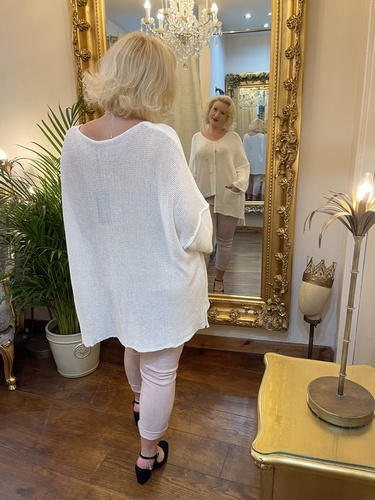 Designer Inspired Asymmetrical Knit White