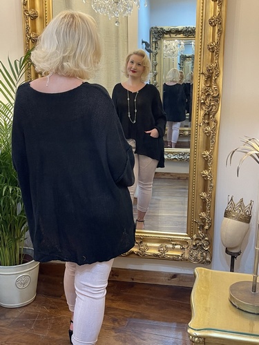 Designer Inspired Asymmetrical Knit Black