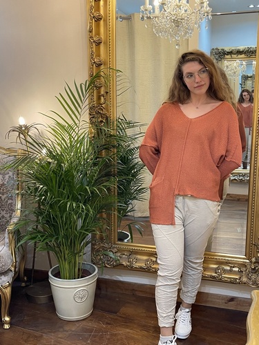 Designer Inspired Asymmetrical Knit Salmon