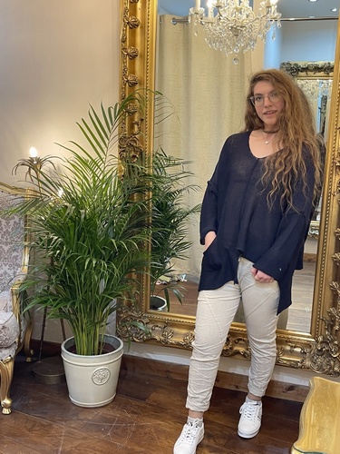Designer Inspired Asymmetrical Knit Navy