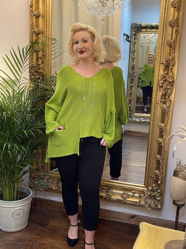 Designer Inspired Asymmetrical Knit Lime