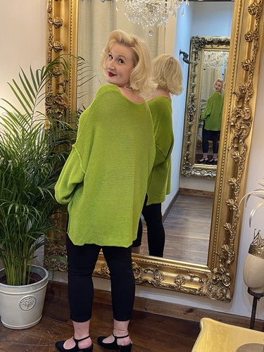 Designer Inspired Asymmetrical Knit Lime