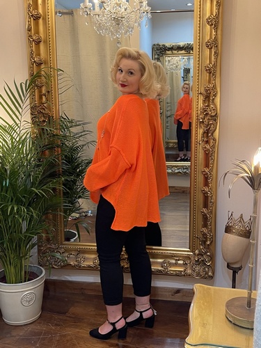 Designer Inspired Asymmetrical Knit Orange