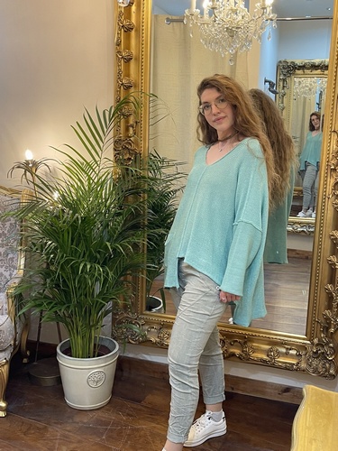 Designer Inspired Asymmetrical Knit Aqua