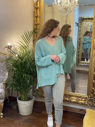 Designer Inspired Asymmetrical Knit Aqua