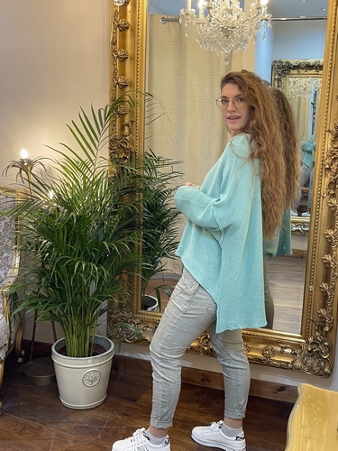 Designer Inspired Asymmetrical Knit Aqua