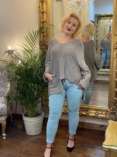 Designer Inspired Asymmetrical Knit Grey
