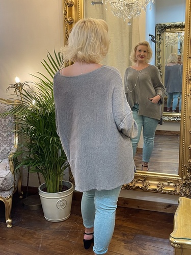 Designer Inspired Asymmetrical Knit Grey