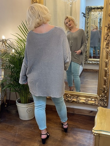Designer Inspired Asymmetrical Knit Grey