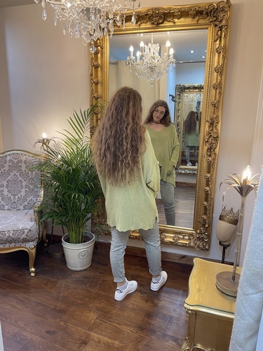 Designer Inspired Asymmetrical Knit Pea Green