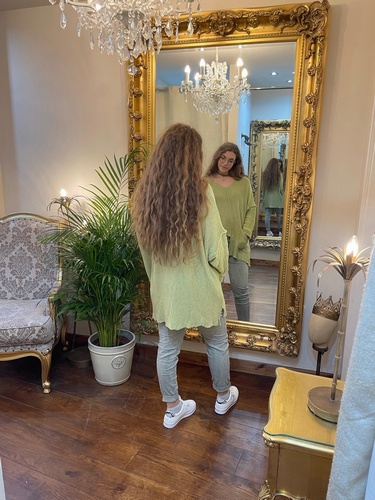 Designer Inspired Asymmetrical Knit Pea Green