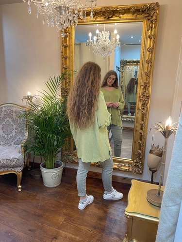 Designer Inspired Asymmetrical Knit Pea Green