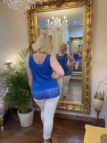 Designer Inspired Deep Lace Layering Vest Royal Blue