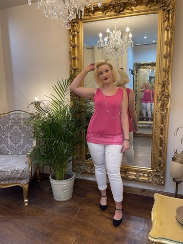 Designer Inspired Deep Lace Layering Vest Cerise