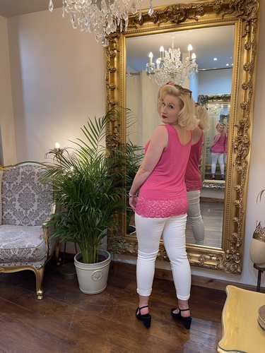 Designer Inspired Deep Lace Layering Vest Cerise