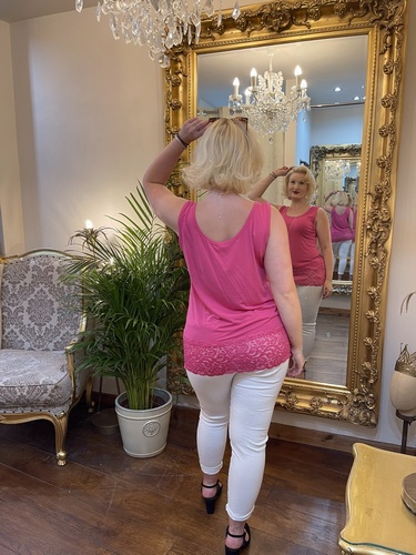 Designer Inspired Deep Lace Layering Vest Cerise
