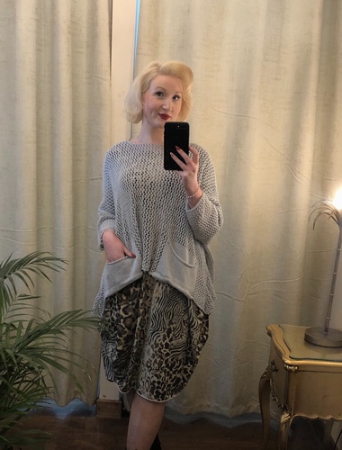 Designer inspired double front pocket knit grey