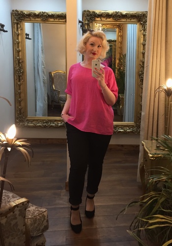Cheesecloth top cerise